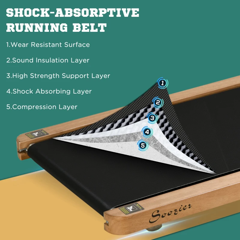 Soozier Wood Walking Pad, Smart Under Desk Treadmill, Walking Jogging Machine with Blue Tooth Speaker, Remote Control, 12 Pre-Programs, Transport Wheels and LED Display for Home Gym Office