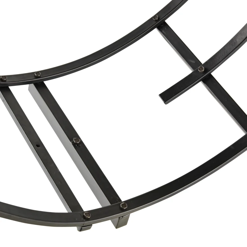 Outsunny 28" Round Firewood Rack Holder Log Storage Rack, 110 lbs. Weight Capacity, Black
