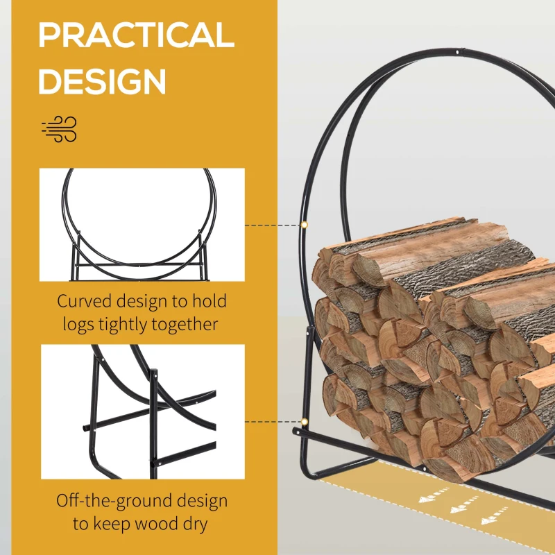 HOMCOM 40 Inch Heavy Duty Firewood Rack Indoor Outdoor Log Holder 264lbs, Black