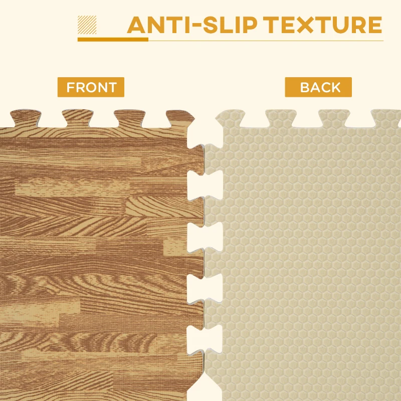 Soozier 18 Piece 24" x 24" High-Density Water Resistant Interlocking Foam Floor Tile Mats 72Sqft- Light Wood Grain