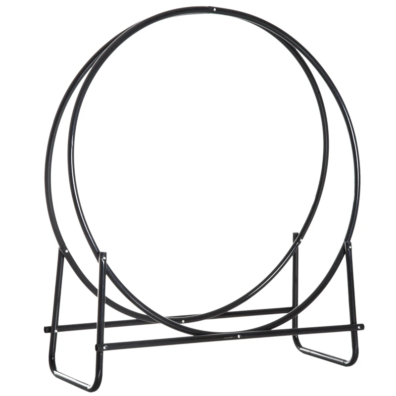 HOMCOM 40 Inch Heavy Duty Firewood Rack Indoor Outdoor Log Holder 264lbs, Black