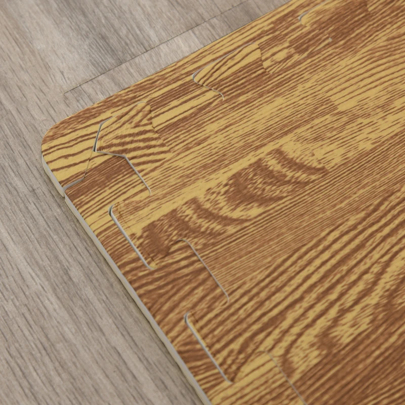 Soozier 18 Piece 24" x 24" High-Density Water Resistant Interlocking Foam Floor Tile Mats 72Sqft- Light Wood Grain