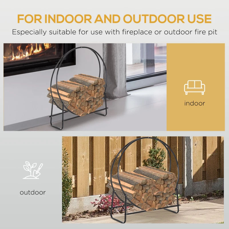 HOMCOM 40 Inch Heavy Duty Firewood Rack Indoor Outdoor Log Holder 264lbs, Black