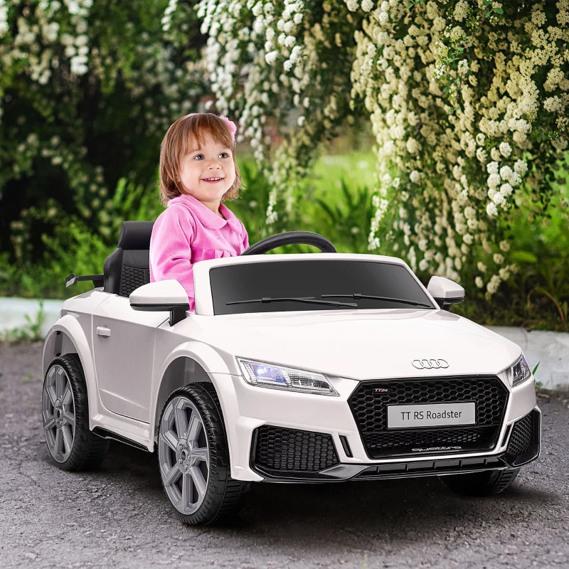 Aosom 6V Audi TT RS Kids Licensed Ride On Car Toy Battery Powered High/Low Speed with Headlight Music and Remote Control - White(m-10)