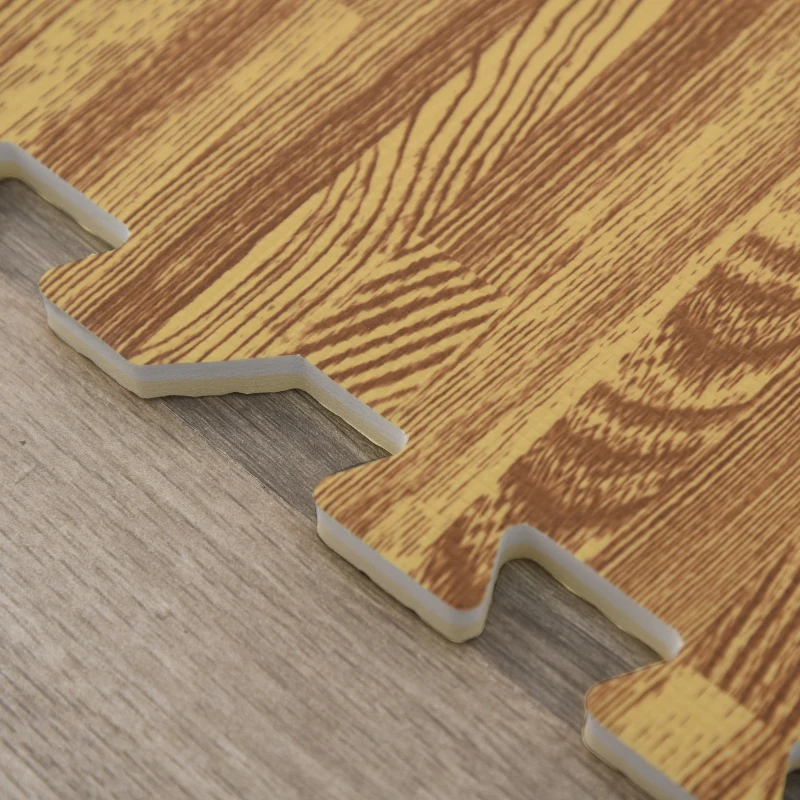 Soozier 18 Piece 24" x 24" High-Density Water Resistant Interlocking Foam Floor Tile Mats 72Sqft- Light Wood Grain