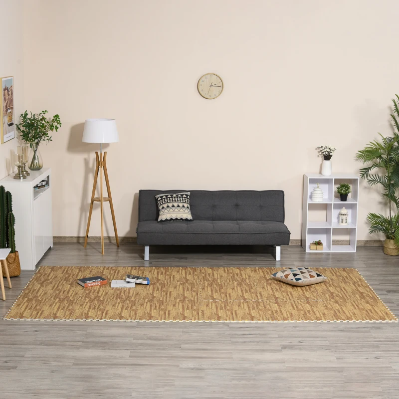 Soozier 18 Piece 24" x 24" High-Density Water Resistant Interlocking Foam Floor Tile Mats 72Sqft- Light Wood Grain