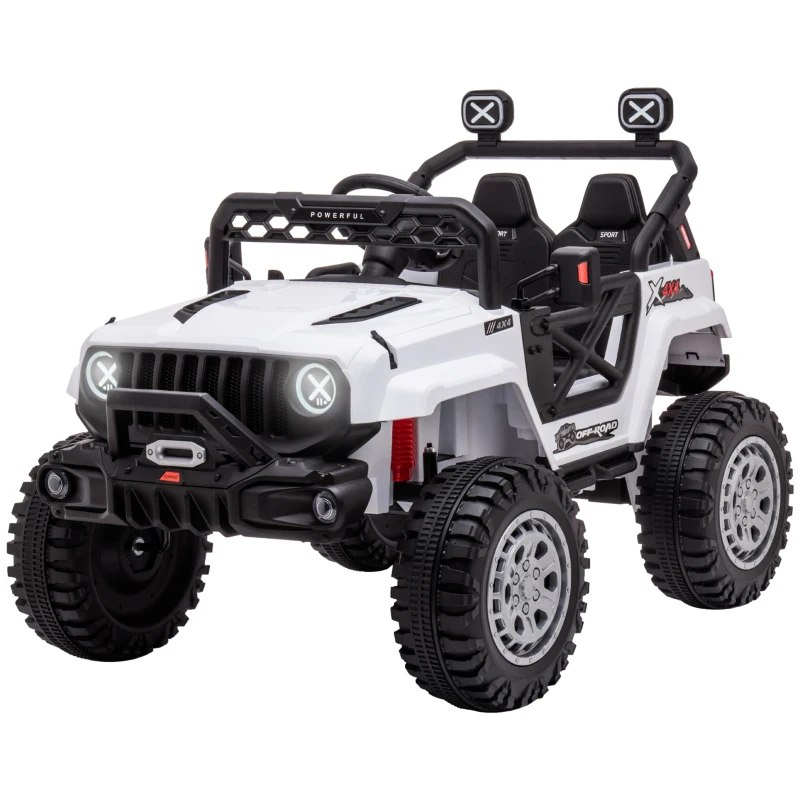 Aosom 12V Kids Ride on Car with Remote Control, Battery-Operated Ride on Toy with Spring Suspension, Led Lights, Music, Horn, 3 Speeds, USB, MP3, White