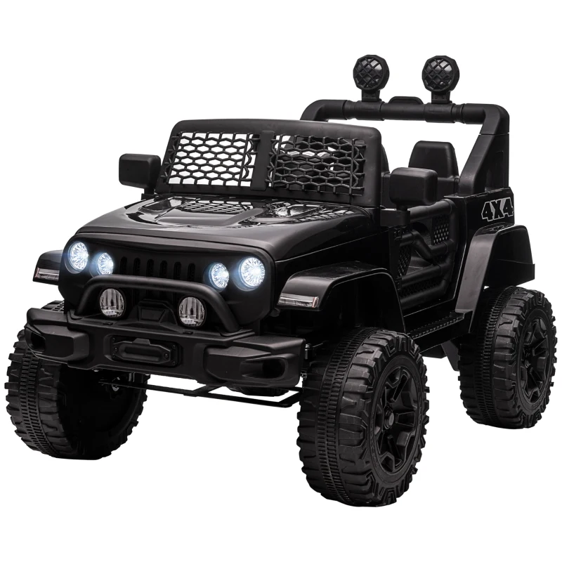 Aosom 12V Battery Powered Kids Ride On Car Off Road Truck Toy w/ Parent Remote, Black
