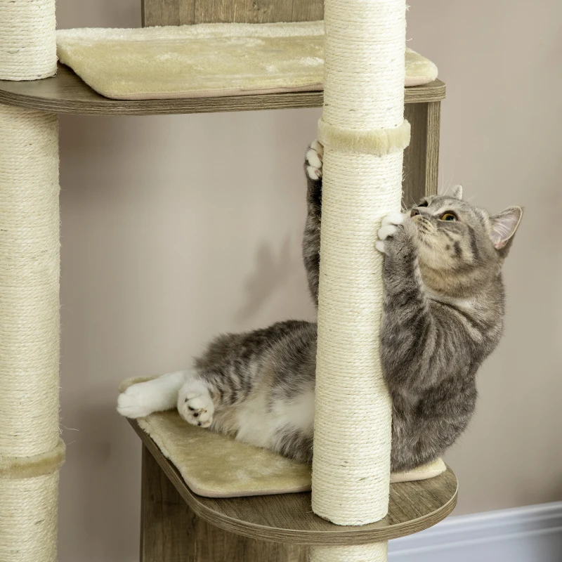PawHut 65" Cat Tree Tower, Cat Condo Furniture, Multi-Level Activity Center with Jute Scratching Posts, Carpeted Perches