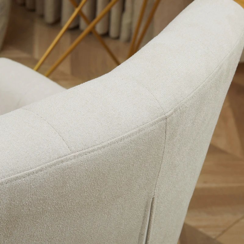 HOMCOM Mid Back Task Chair, Modern Home Office Chair with Tufted Button Design and Padded Armrests, Swivel Computer Desk Chair for Study Living Room Bedroom, Cream White