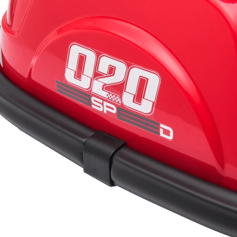 Aosom 12V Kids Bumper Car Twins Motor with Parent Remote Control, Safety Belt, Lights, 360° Rotation, Red