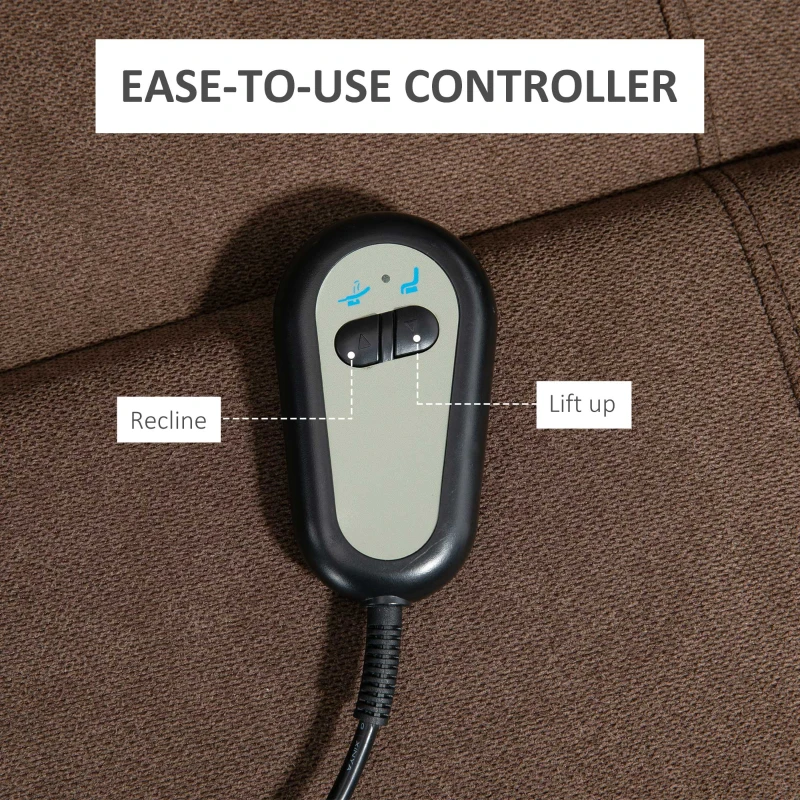 HOMCOM Electric Power Lift Chair for Elderly with Massage, Oversized Living Room Recliner with Remote Control, and Side Pockets, Brown