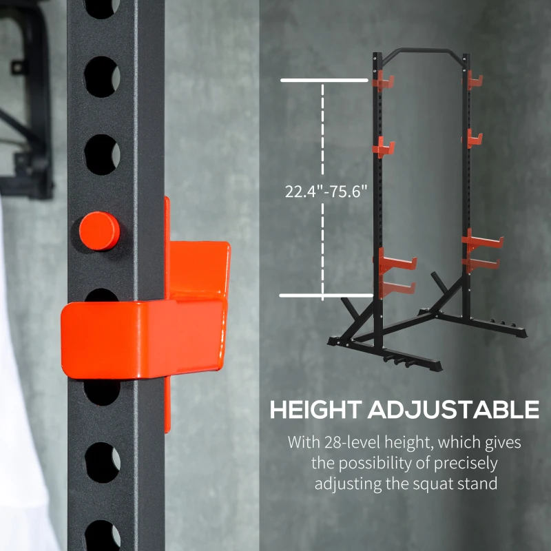 Soozier Multifunction Power Rack, Adjustable Squat Rack Stand with Pull Up Bar and Weight Plate Rack, Barbell Rack for Home Gym Weight Lifting