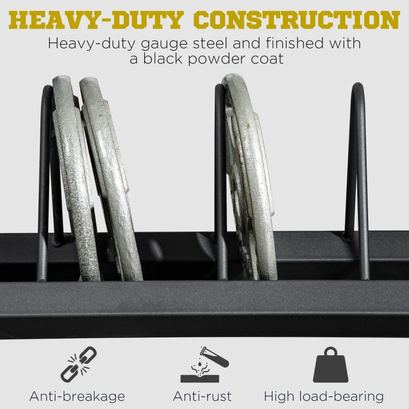 Soozier Horizontal Weight Rack, Weight Plate Rack Holder, Bumper Plate Storage with Transport Wheels and Handle for Home Gym