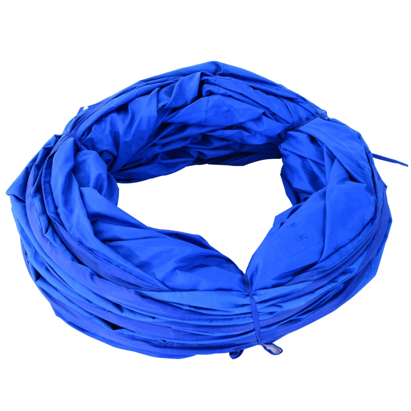 PawHut 16.4' 300D Oxford Portable Puppy Dog Tunnel Pet Agility Exercise Training Soft Crate, Blue