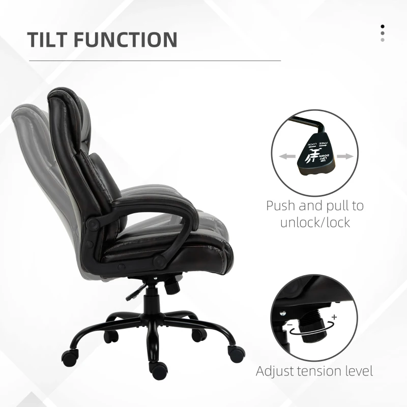 Vinsetto Big and Tall 400lbs Executive Office Chair with Wide Seat, Computer Desk Chair with High Back PU Leather Ergonomic Upholstery, Adjustable Height and Swivel Wheels, Brown