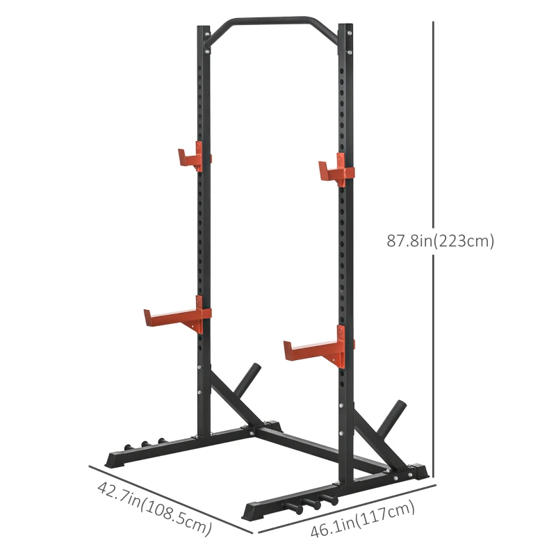Soozier Multifunction Power Rack, Adjustable Squat Rack Stand with Pull Up Bar and Weight Plate Rack, Barbell Rack for Home Gym Weight Lifting