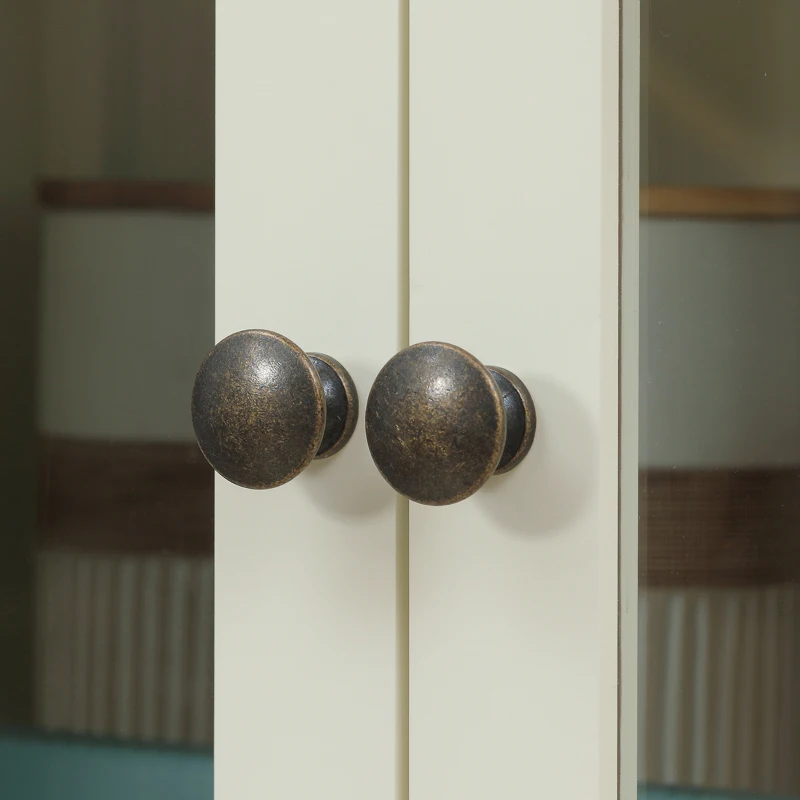 HOMCOM 72" Kitchen Pantry Cabinet, Freestanding Buffet Storage Cabinet with Glass Doors, Drawer and Adjustable Shelves, Cream White