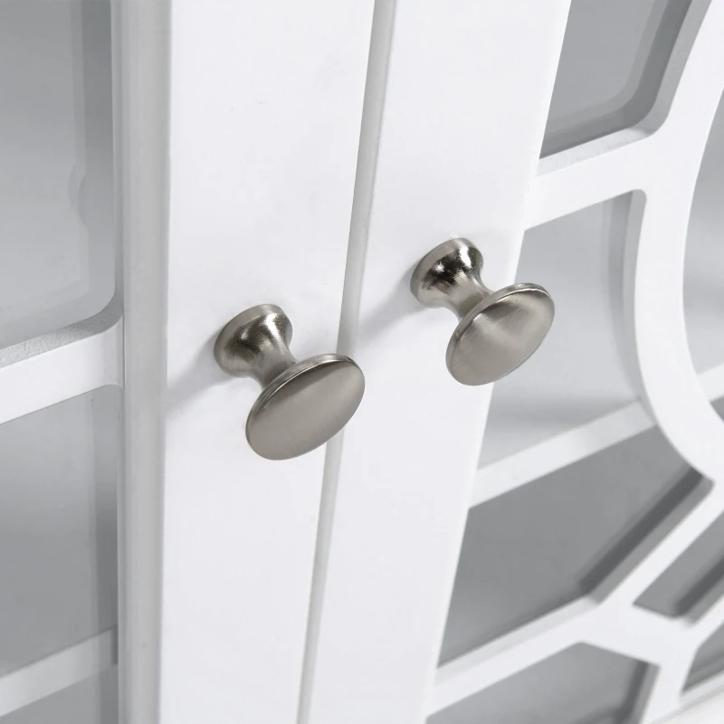 HOMCOM Sideboard Cabinet, Buffet Table with Double Framed Glass Doors, 2 Adjustable Shelves and Elevated Base White