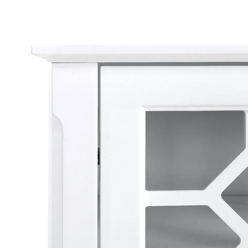 HOMCOM Sideboard Cabinet, Buffet Table with Double Framed Glass Doors, 2 Adjustable Shelves and Elevated Base White
