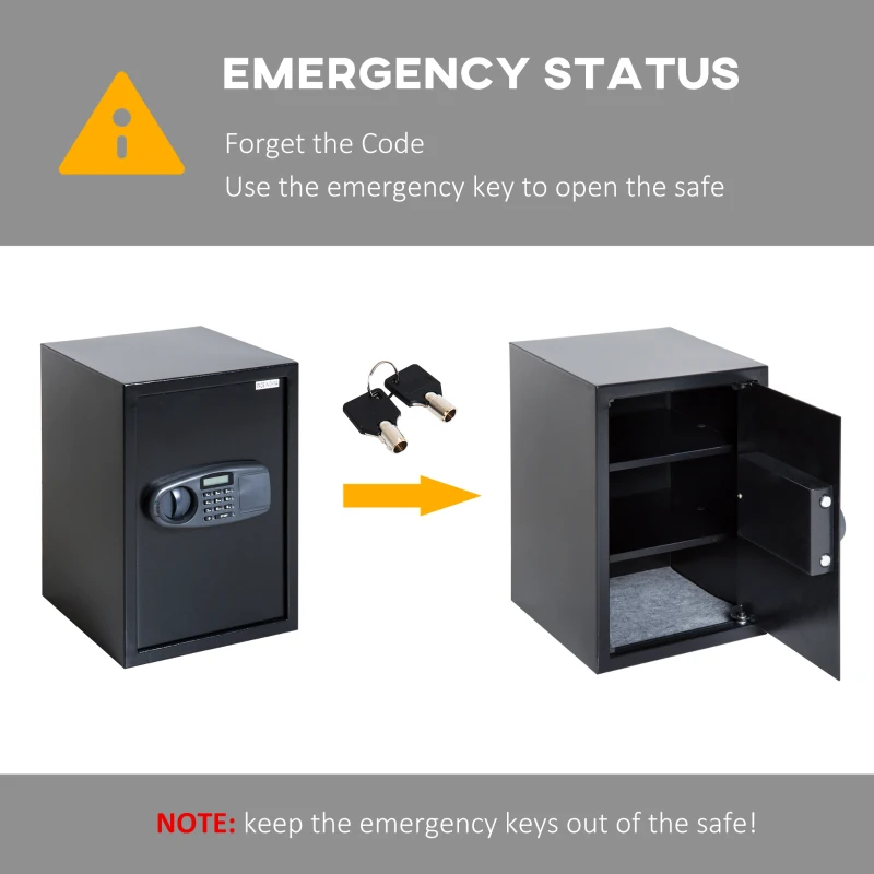 HOMCOM 2.2cf Electronic Wall Safe Box Digital Lock Safety Cash Jewellery Security Home Office Hotel