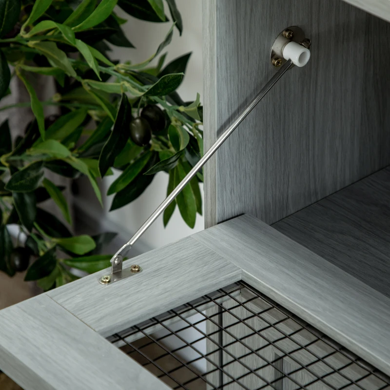 HOMCOM Sideboard Buffet Cabinet, Kitchen Cabinet with Metal Grid Flip Drawer, Adjustable Shelf, Accent Cabinet for Living Room, Grey