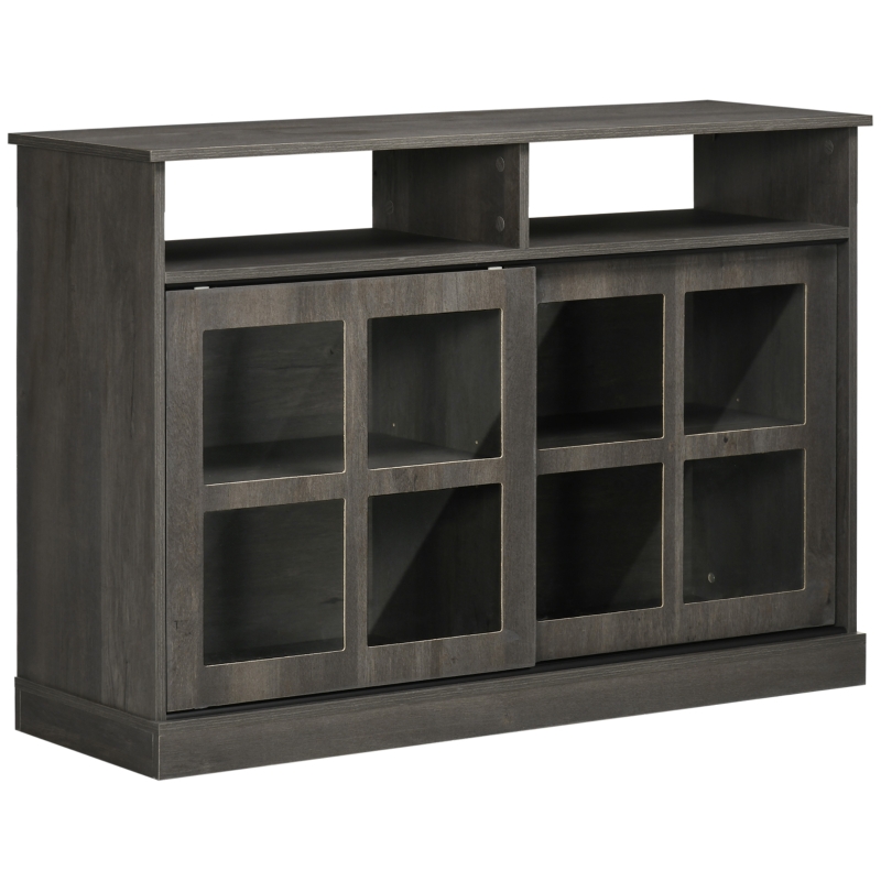 HOMCOM Modern Sideboard with Shelves, Buffet Cabinet with Storage Cabinets, Adjustable Shelf, Sliding Doors for Living Room, Kitchen, Dark Grey
