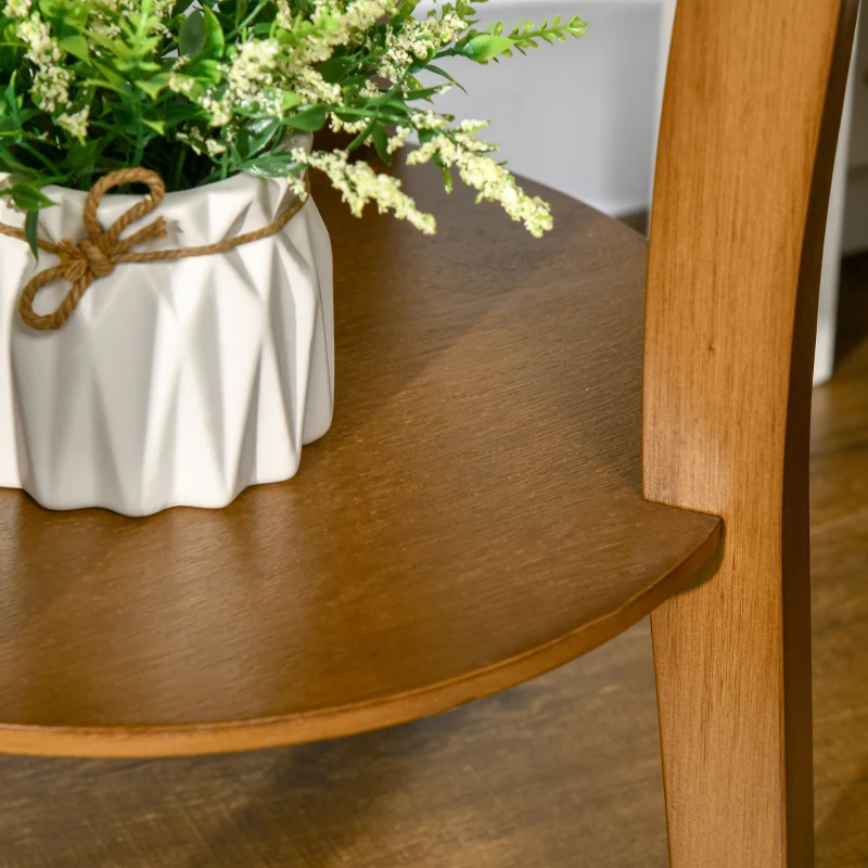 HOMCOM Round Side Table with Storage Drawer and Bottom Shelf, Retro End Table for Living Room, Bedroom, Brown