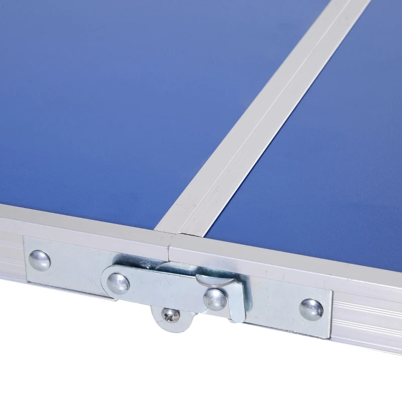 Outsunny Folding Tennis Table Portable Picnic Multifunctional Table Height Adjustable Aluminum Alloy Indoor and Outdoor w/ Net, 2 Table Tennis Paddles and Ping Pong Balls