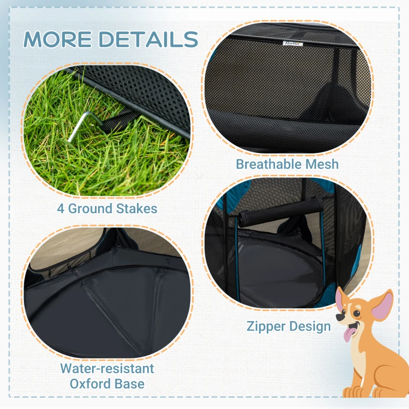 PawHut Portable Outdoor Cat Playpen, Exercise Pen Kennel with Carrying Bag, Zippered Cover, Water-Resistant Bottom, for Small Dogs, Rabbits, Guinea Pigs, Φ59" x 39"