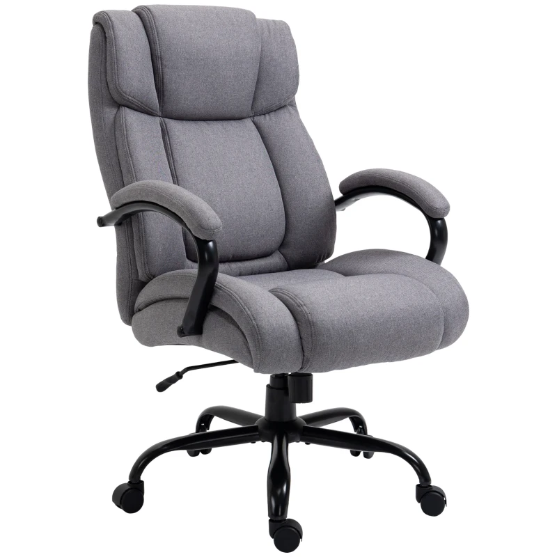 Vinsetto Big and Tall Executive Office Chair, Ergonomic Heavy-Duty High Back Computer Desk Chair 484lbs with Wide Seat,  Linen Fabric, Adjustable Height, Swivel Wheels, Light Gray