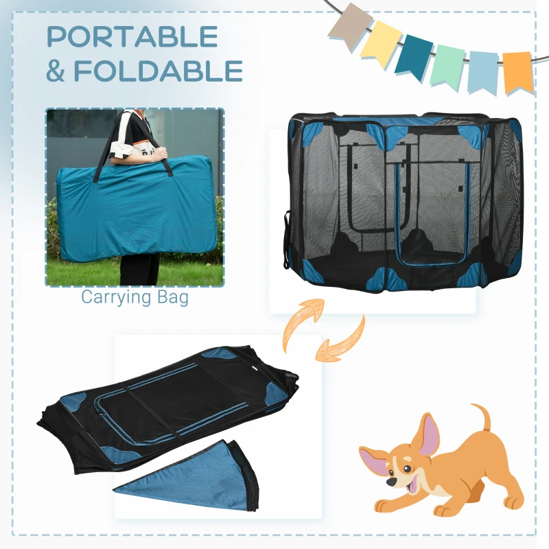 PawHut Portable Outdoor Cat Playpen, Exercise Pen Kennel with Carrying Bag, Zippered Cover, Water-Resistant Bottom, for Small Dogs, Rabbits, Guinea Pigs, Φ59" x 39"