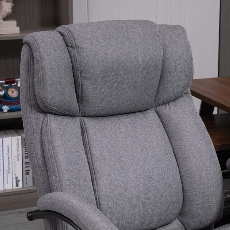 Vinsetto Big and Tall Executive Office Chair, Ergonomic Heavy-Duty High Back Computer Desk Chair 484lbs with Wide Seat,  Linen Fabric, Adjustable Height, Swivel Wheels, Light Gray