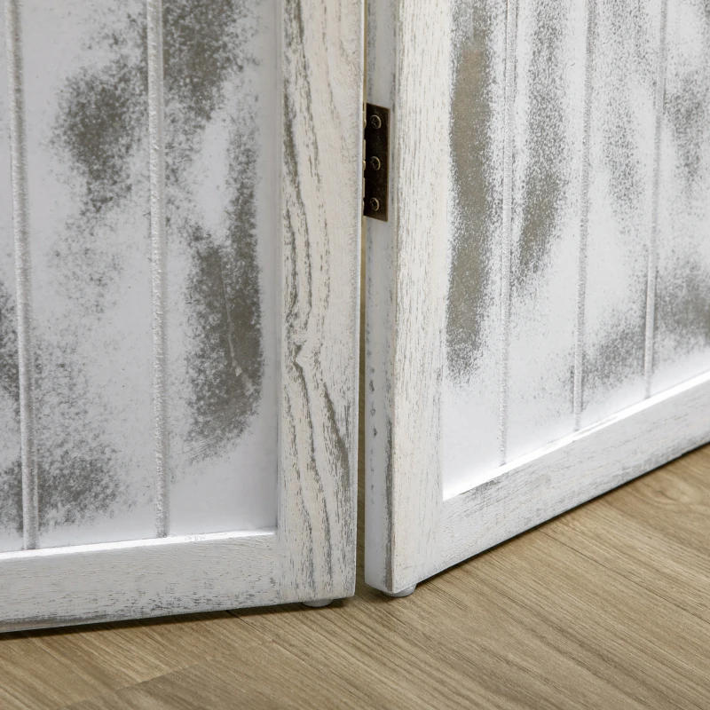 HOMCOM 5.5' Folding Room Divider, 4-Panel Privacy Screen, Freestanding Partition Wall, White