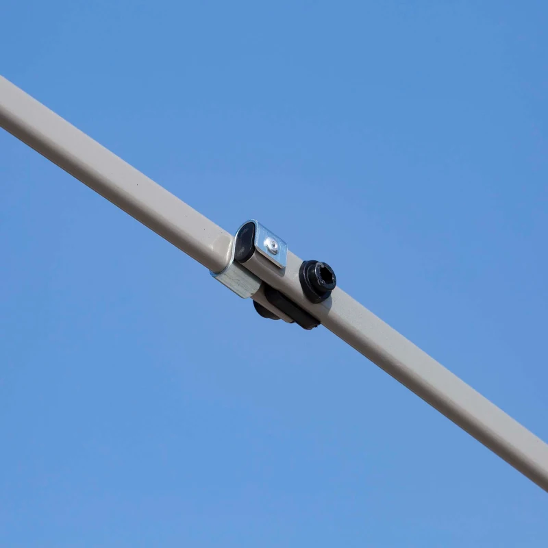 Outsunny 12'x12' Heavy Duty Pop Up Canopy with Center Lift Hook Design, Mesh Sidewall Netting, 3-Level Adjustable Height, Grey