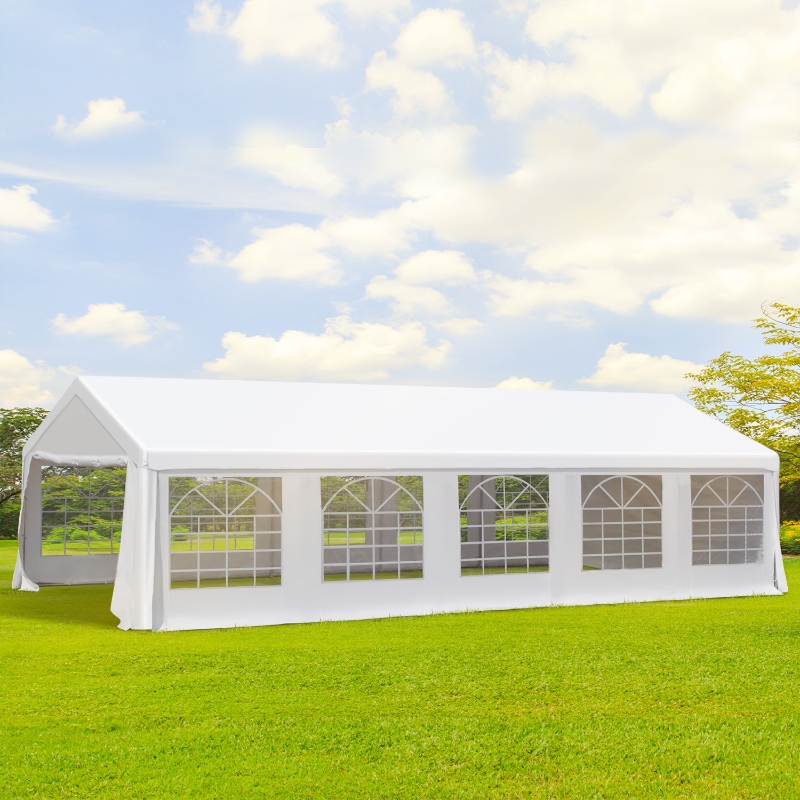 Outsunny 33'x20' Heavy Duty Steel Carport Garage Wedding Party Event Tent Shelter Gazebo Outdoor w/ Sidewalls Canopy Pavilion White