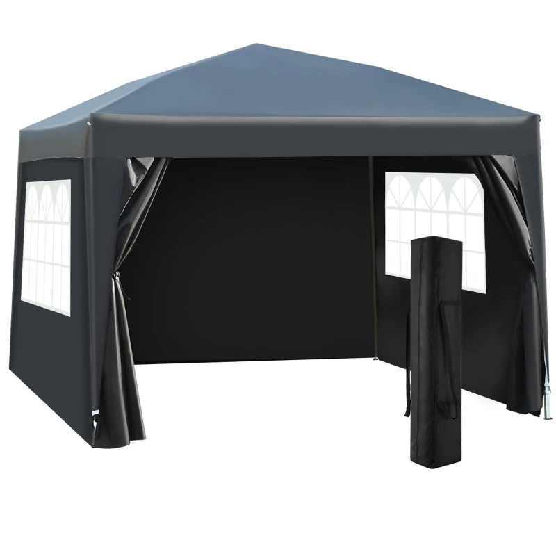 Outsunny 10'x10' Outdoor Pop Up Party Tent Gazebo Canopy with Carrying Bag (Black)