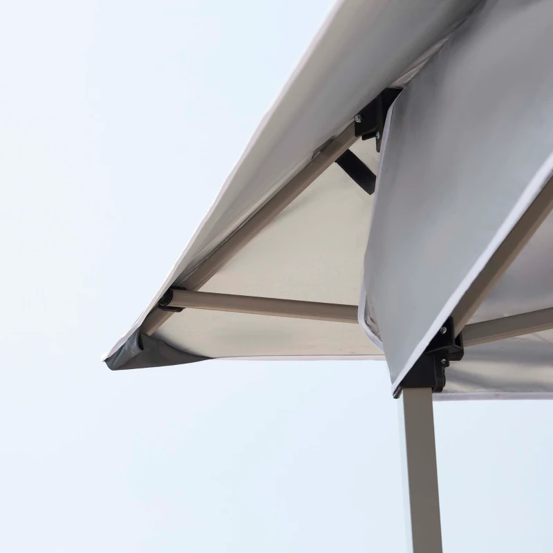 Outsunny 12'x12' Heavy Duty Pop Up Canopy with Center Lift Hook Design, Mesh Sidewall Netting, 3-Level Adjustable Height, Grey