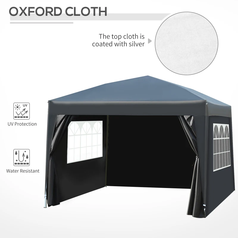 Outsunny 10'x10' Outdoor Pop Up Party Tent Gazebo Canopy with Carrying Bag (Black)