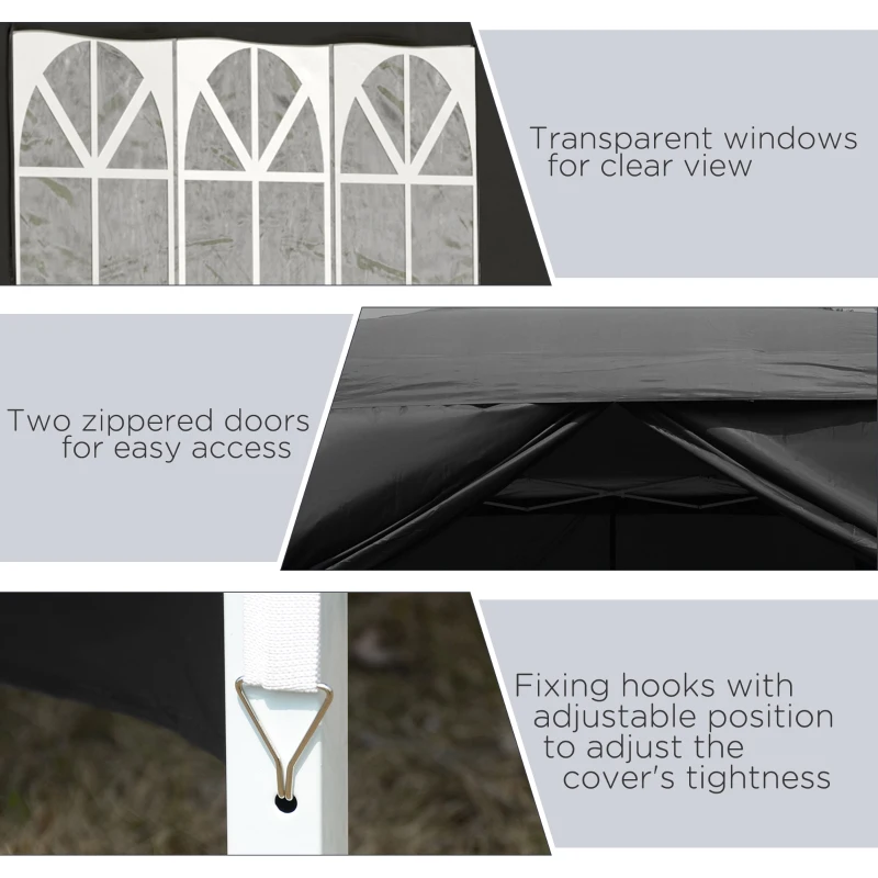 Outsunny 10'x10' Outdoor Pop Up Party Tent Gazebo Canopy with Carrying Bag (Black)