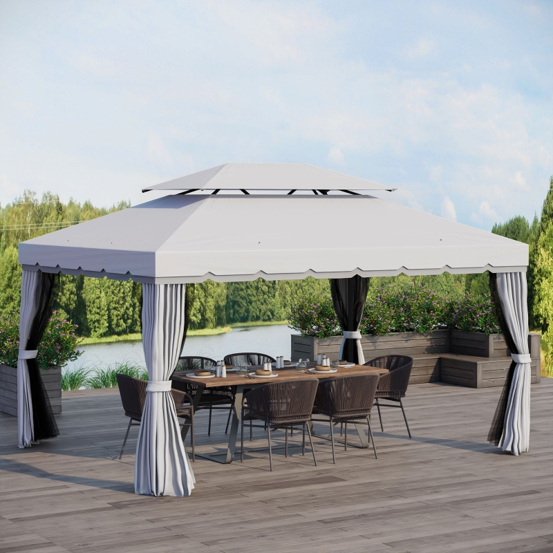 Outsunny 13' x 10' Outdoor Patio Gazebo Canopy with 2Tier Polyester