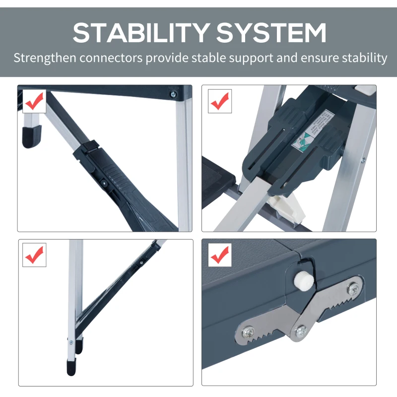 Outsunny 53" Portable Camping Table with 4 seat Portable Folding, Aluminum Picnic Table with Chairs and Umbrella Hole, Grey