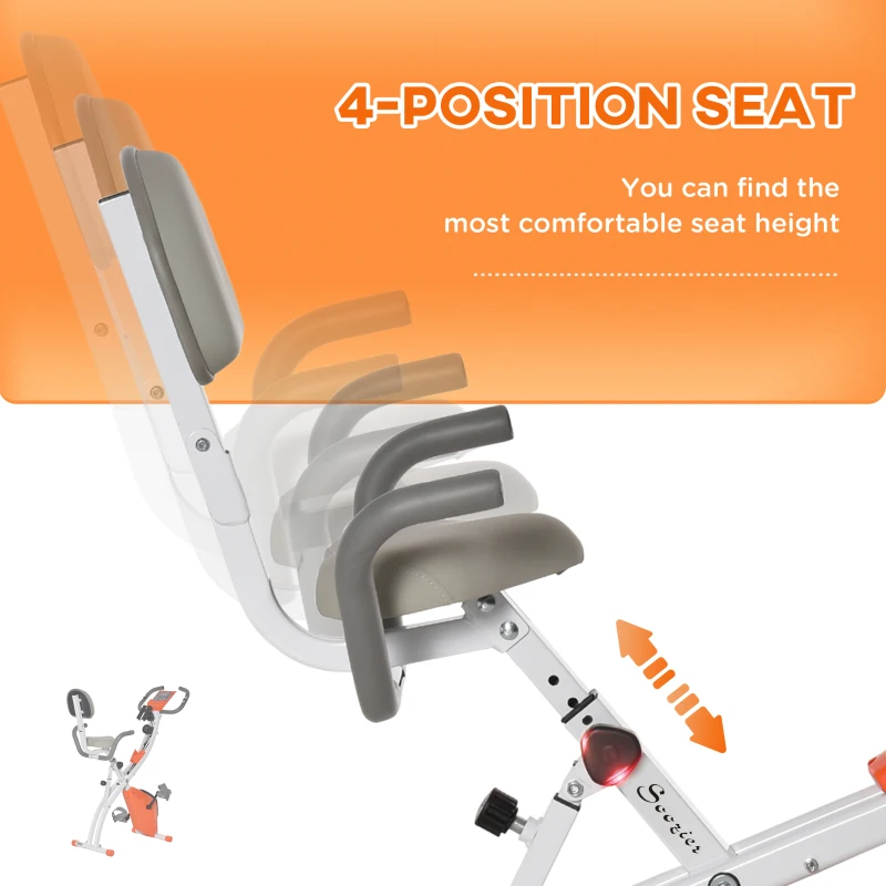 Soozier Exercise Bike Folding Upright Recumbent Stationary Cycling w/ Resistance Band