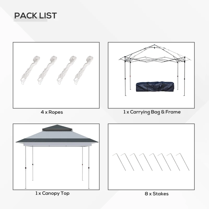 Outsunny 12' x 12' Pop Up Canopy Sun Shade Instant Tent Folding with Mesh Sidewall Netting, 3-Level Adjustable Height and Storage Bag, Grey