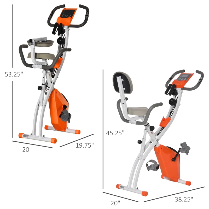 Soozier Exercise Bike Folding Upright Recumbent Stationary Cycling w/ Resistance Band
