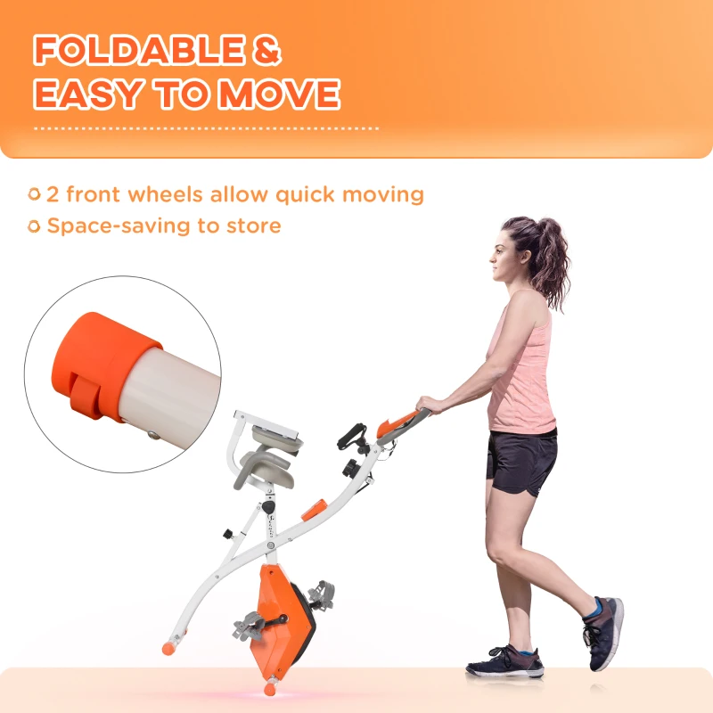 Soozier Exercise Bike Folding Upright Recumbent Stationary Cycling w/ Resistance Band