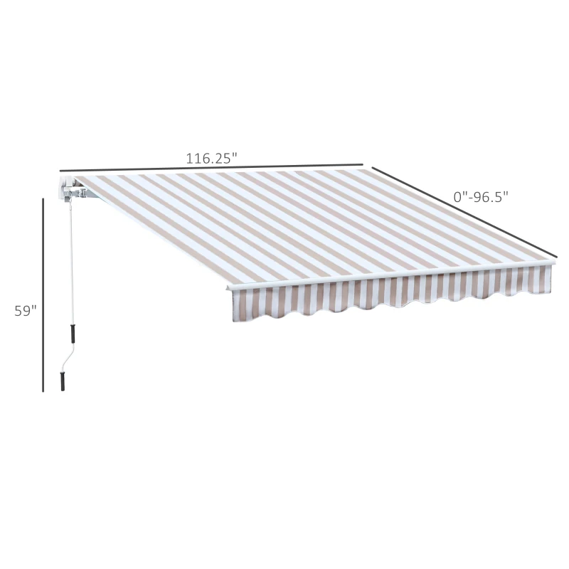 Outsunny 10' x 8' Retractable Sun Shade Patio/Window Awning - Polyester Fabric - Beige
