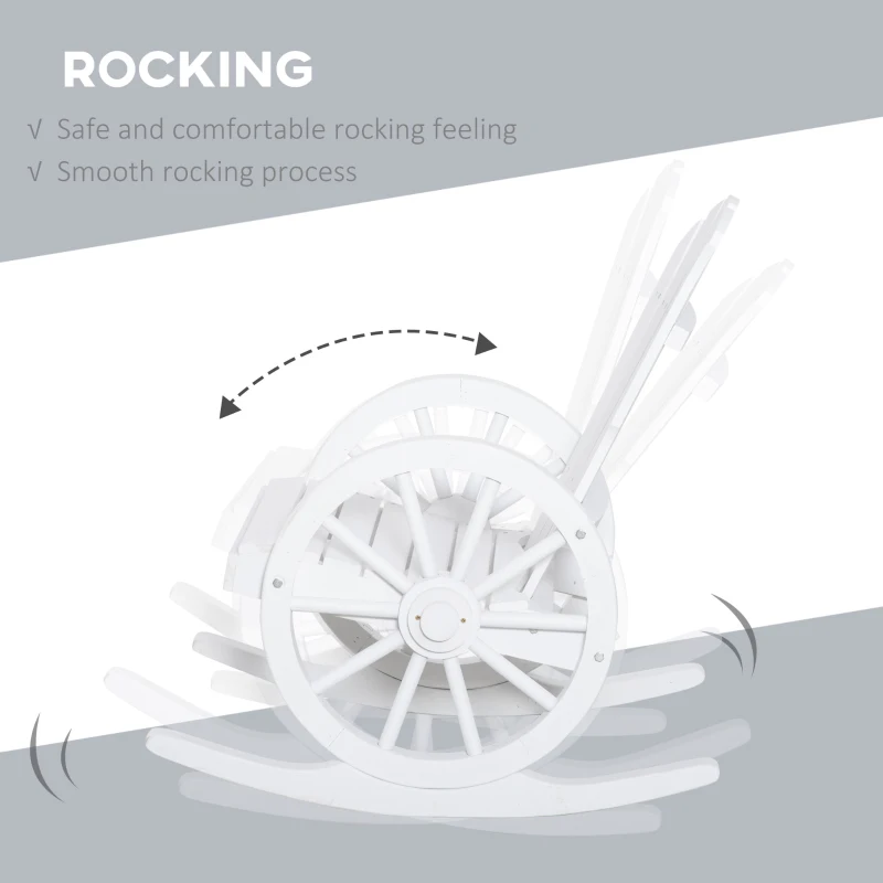 Outsunny Rustic Wood Adirondack Rocking Patio Chair w/ Slatted Design, Wheel Armrests