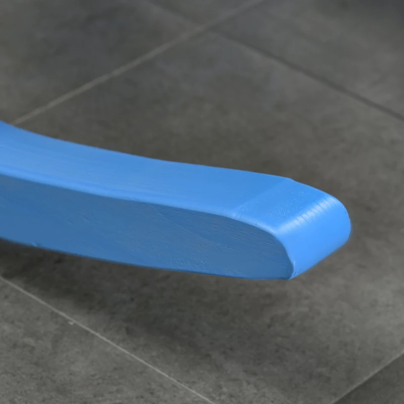 Outsunny Rustic Wood Adirondack Rocking Patio Chair w/ Slatted Design, Wheel Armrests, Blue