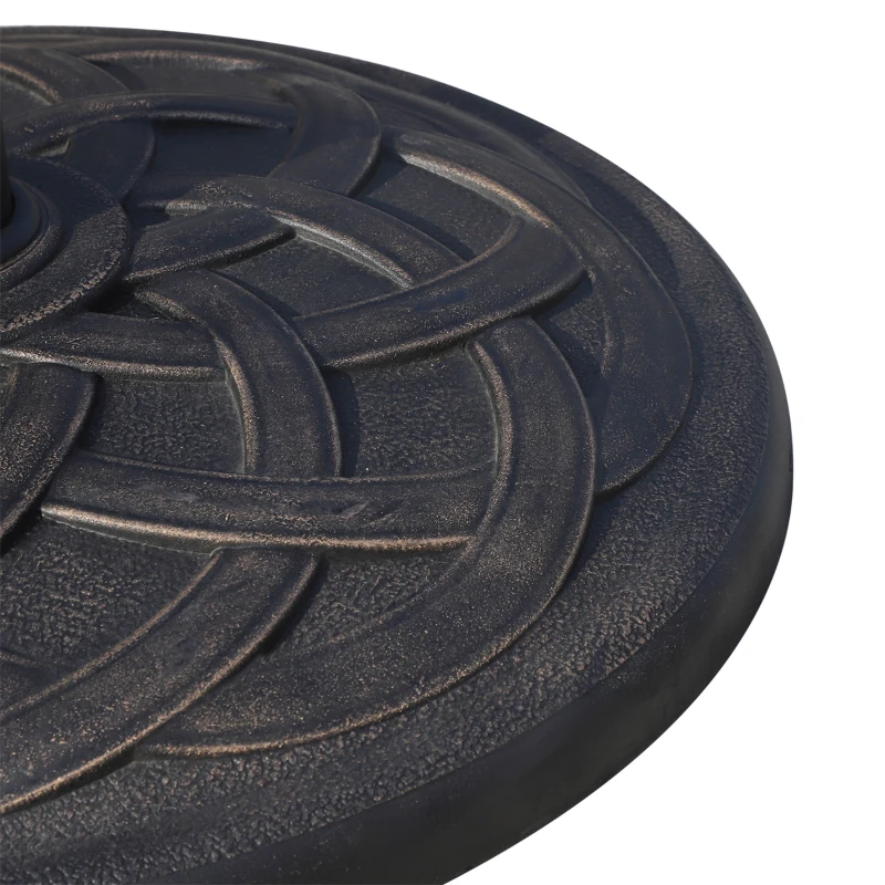 Outsunny 22" 42 lbs Round Resin Umbrella Base Stand Market Parasol Holder with Beautiful Decorative Pattern & Easy Setup, for Φ1.5", Φ1.89" Pole, for Lawn, Deck, Backyard, Garden, Bronze